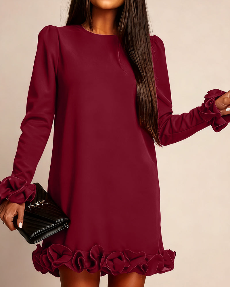 Jurk Pofmouw Rechte Bloemknop