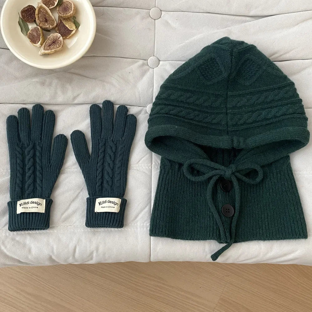 Ribbed Knit Hat & Glove Set