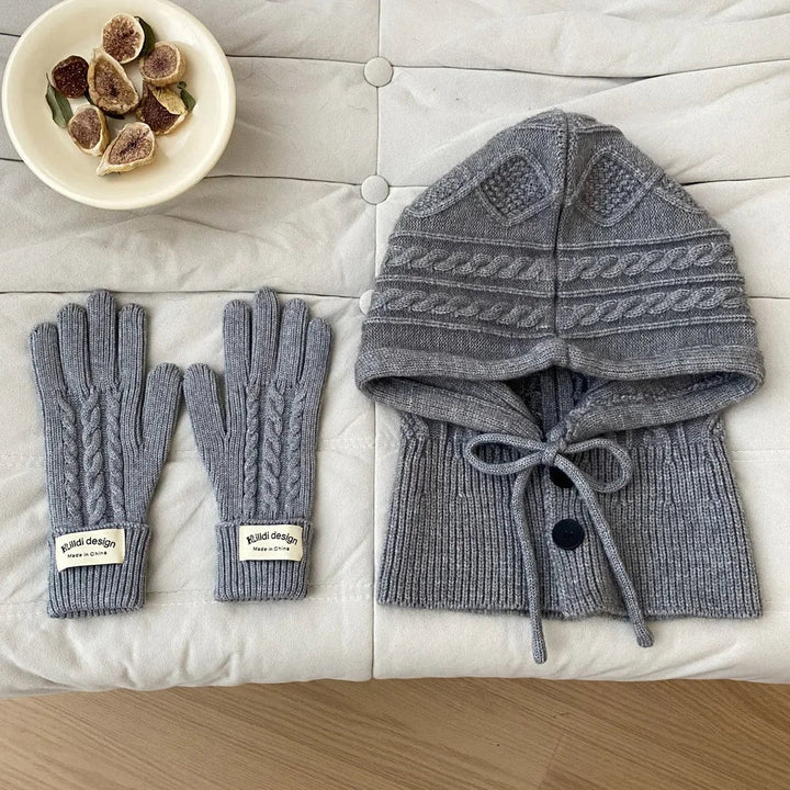 Ribbed Knit Hat & Glove Set