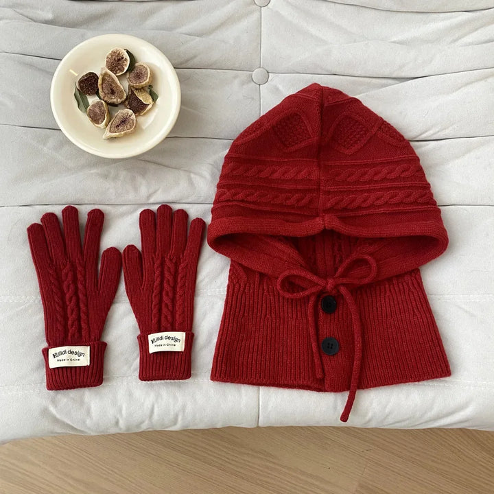 Ribbed Knit Hat & Glove Set